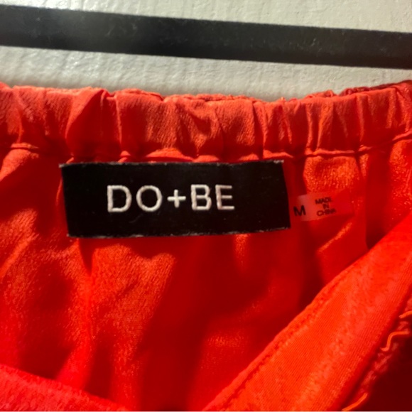 Orange Laced Off the Shoulder Dress - Picture 2 of 3